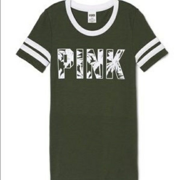 PINK Victoria's Secret Tops - B2G1 PINK Victoria's Secret Olive Palm Tree Tee